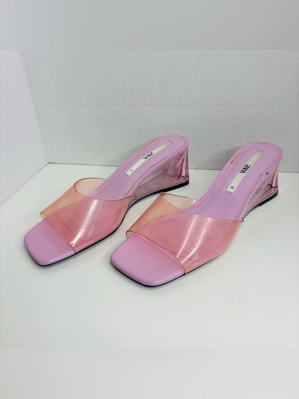 Zara Pink Clear Band Mule Sandals